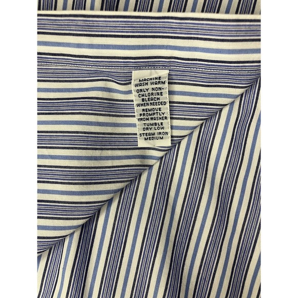 Ralph Lauren Shirt Men's 18 34/35 Blue & White Striped Yarmouth Cotton Button Up - Picture 7 of 9